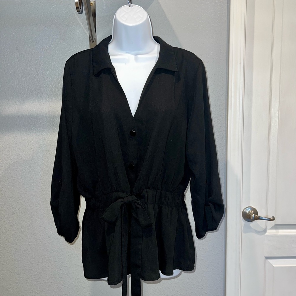 Sweet Rain Elegant Black Blouse - 1-32